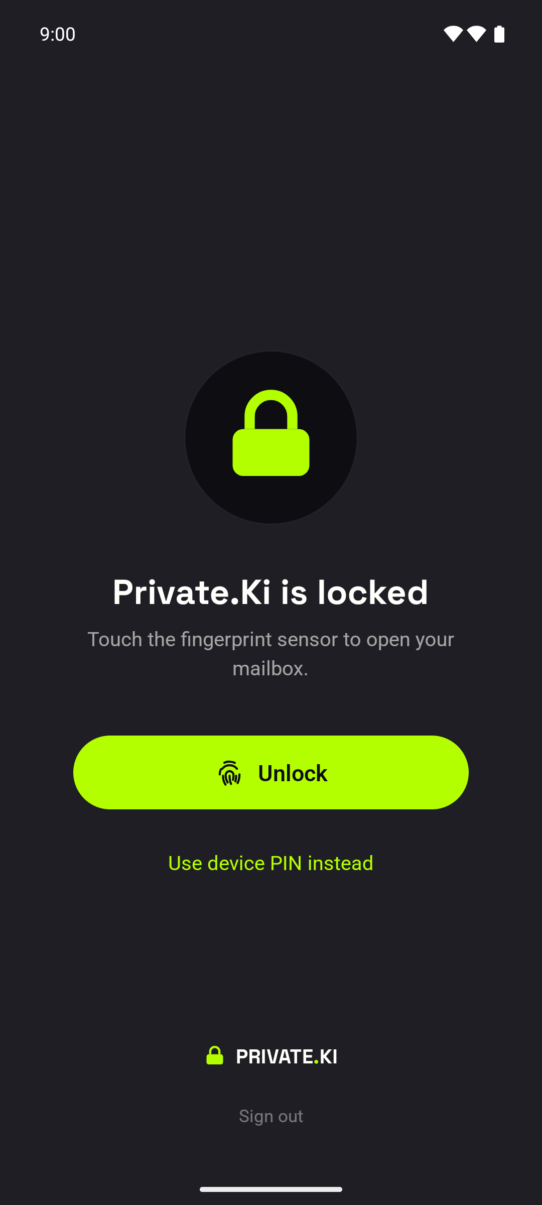 The lock screen with Android's own biometric sheet over it.