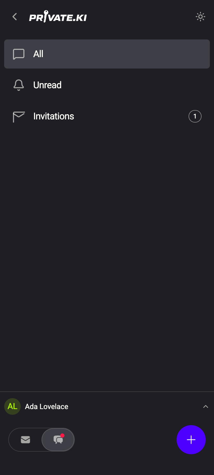All, Unread and Invitations in the sidebar. Groups show a people icon and a member count.