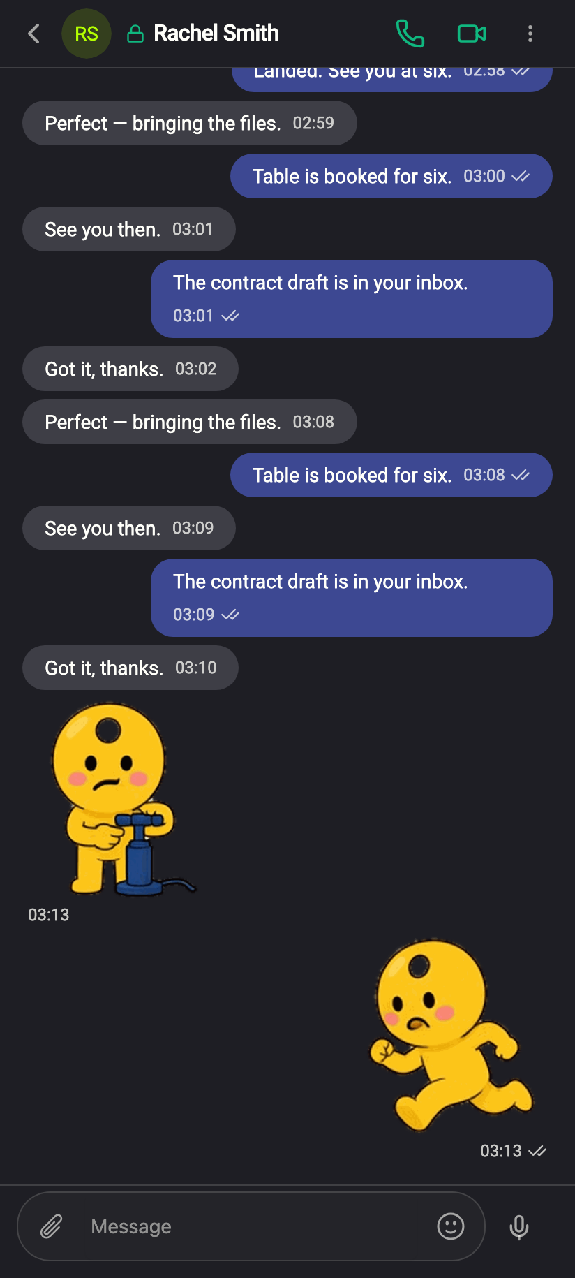A sticker in the conversation: no bubble, like a photo.
