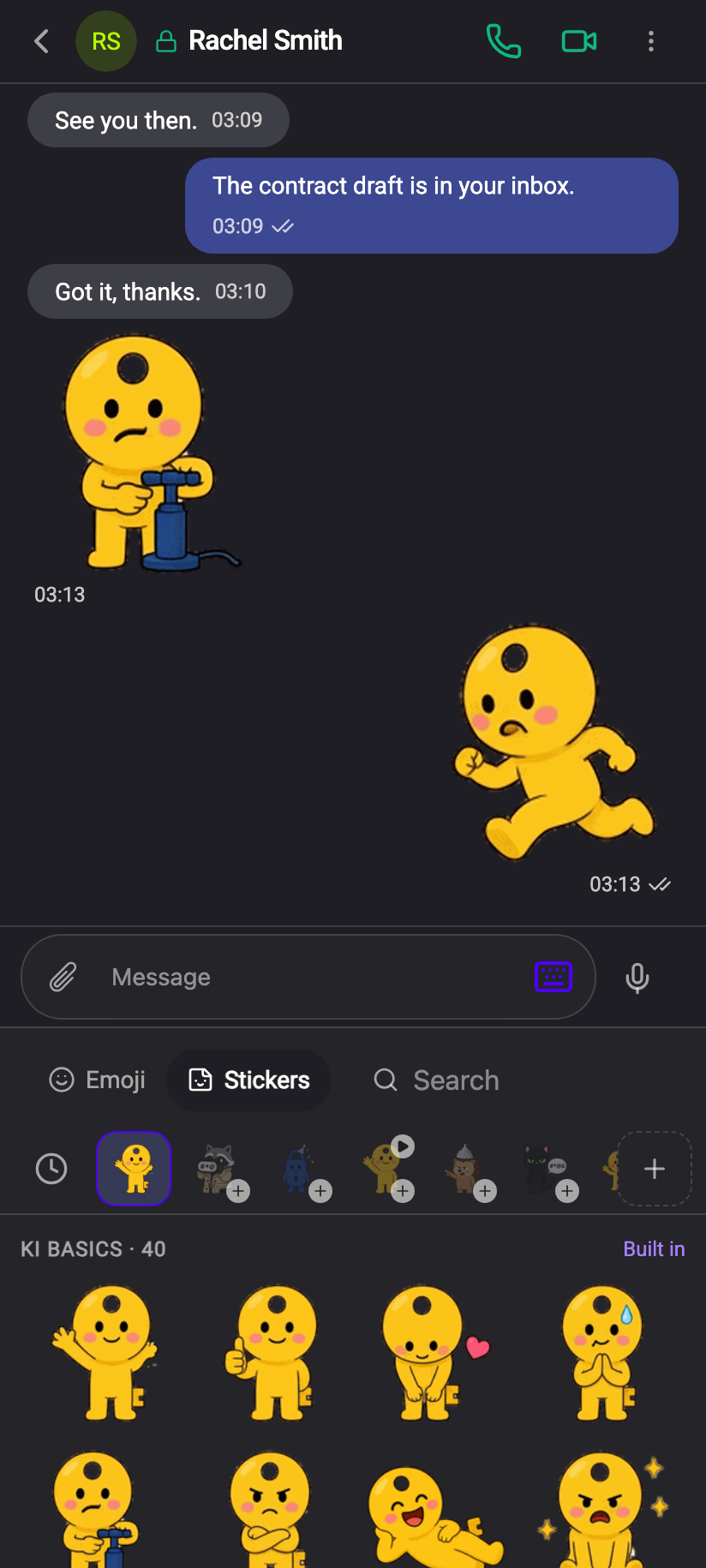 The pack tabs: what you pick in the app is always a pack, never a character.
