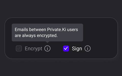 Private.Ki end-to-end encryption illustration showing messages encrypted on device before transmission