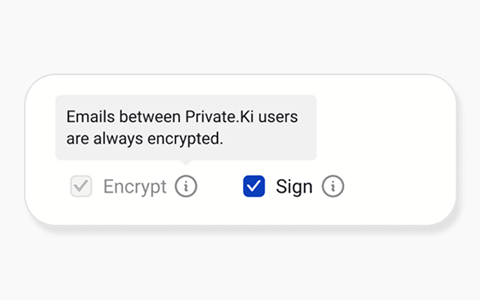 Private.Ki end-to-end encryption illustration showing messages encrypted on device before transmission