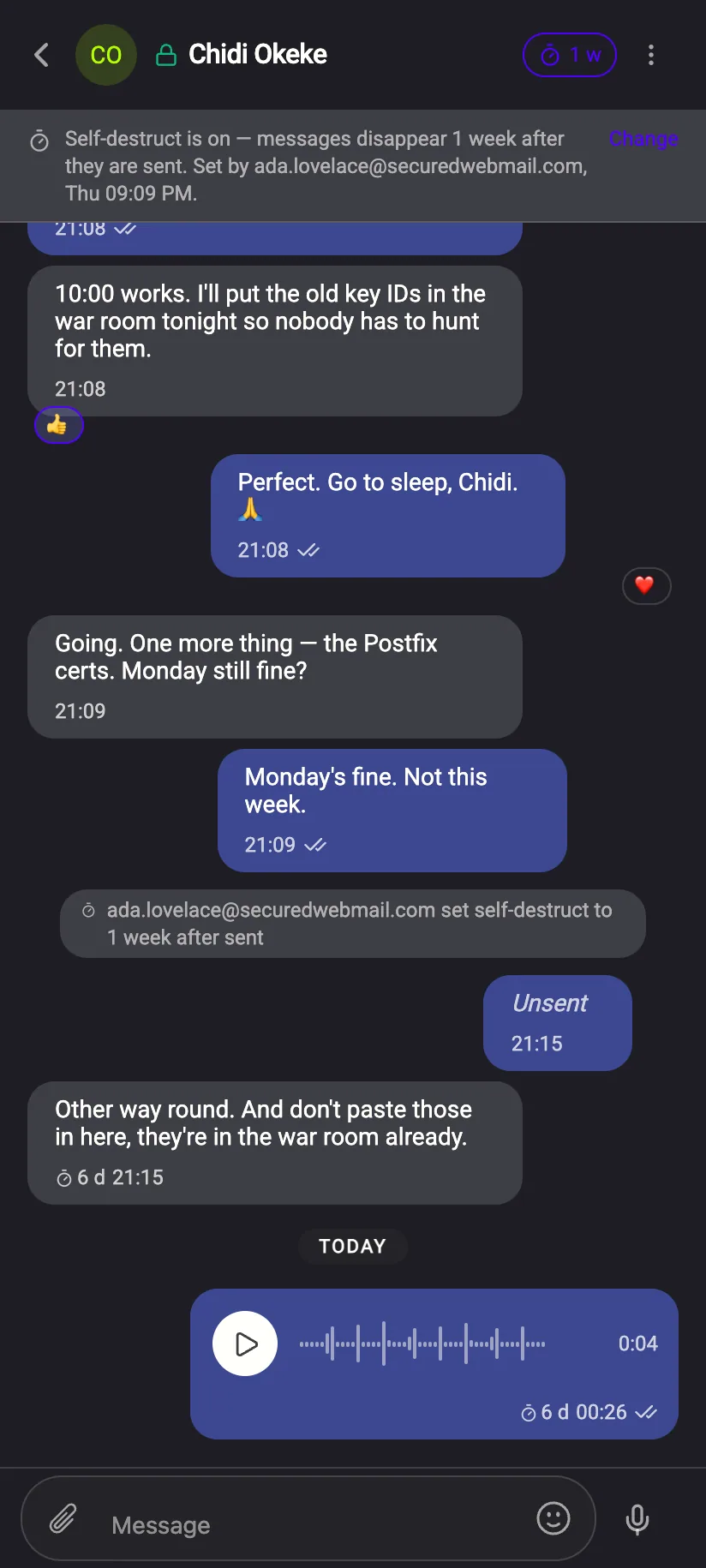 Phone: an encrypted one-to-one chat