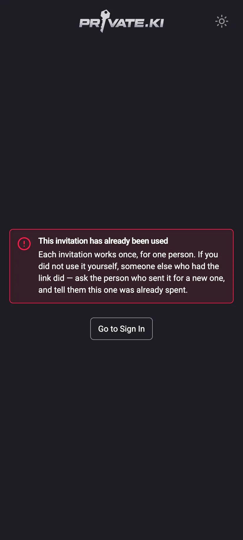 Phone: the guest welcome screen opened from an invitation