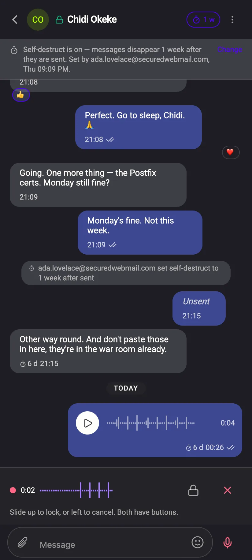Phone chat while holding the microphone to record a voice message